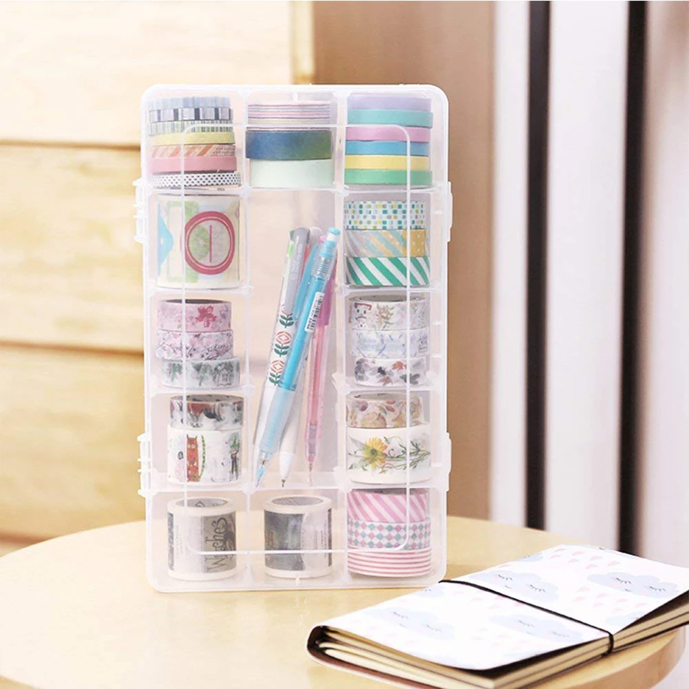 

Portable 15 Grids Plastic Jewelry Beads Pills Nail Tips Storage Box Detachable Case Container