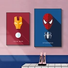 Мультяшный холст постер Marvel Железный человек Человек-паук комиксы холст картины на стену искусство картины для современной детской спальни Декор подарок