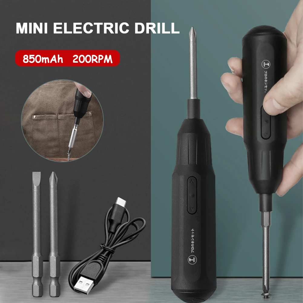 

850mAh Electric Screwdriver Rechargeable Portable Cordless Screwdriver Dual Directions with 2 Hex Screwdriver Bits