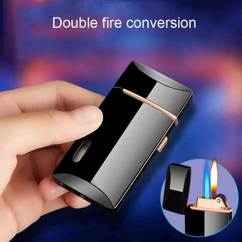 Ветроустойчивый факел зажигалка Двойное пламя прямая газовая Зажигалка