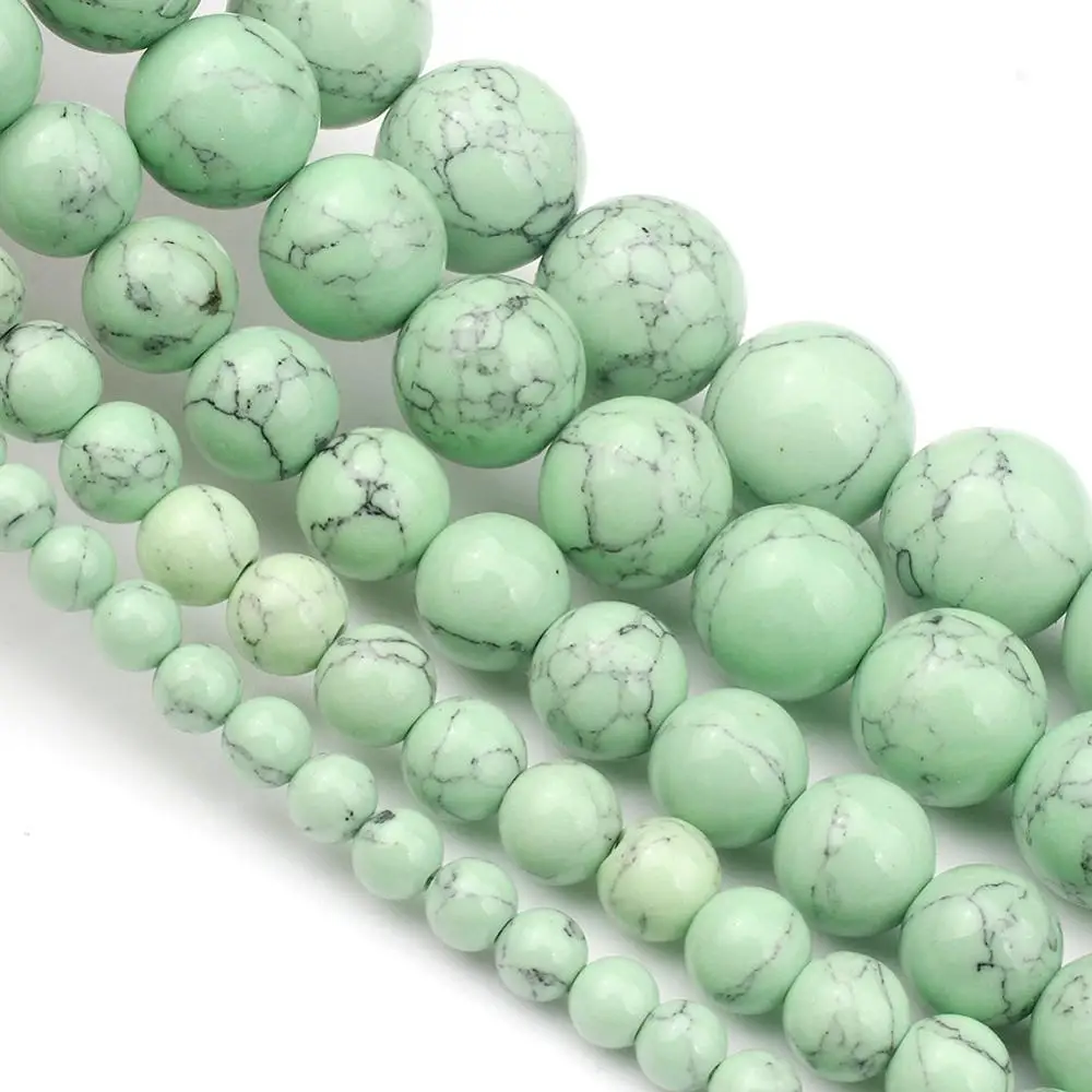 Бусины Из Натурального светло-зеленого камня Howlite бирюзовые для изготовления