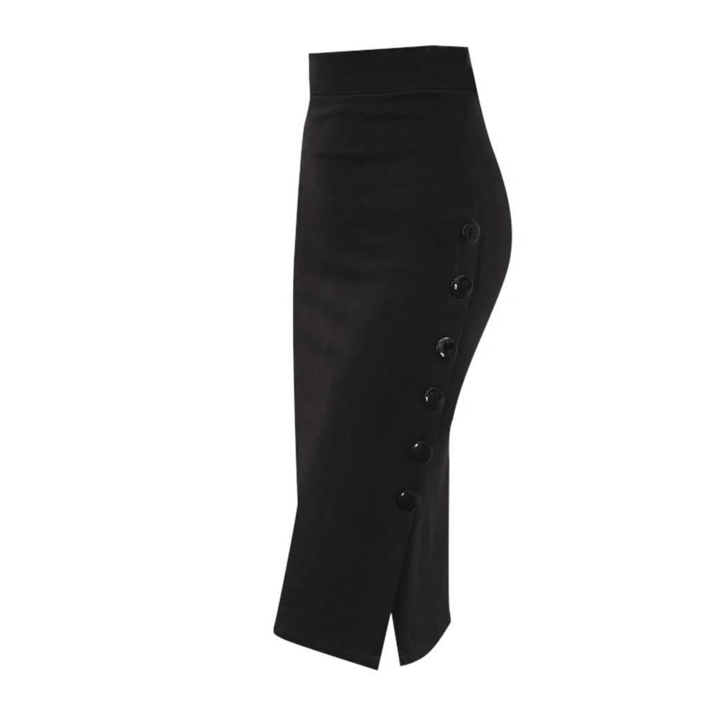 

skirts womens 2020 korean style skirt Womens Pencil Skirt Ladies High Waisted Button Split Office Skirt Multiple Size casual