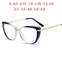 luxury double colors cat eye glasses prescription anti blue light lens spring leg optical myopia spectacle 0 5 0 75 1 0 to 6