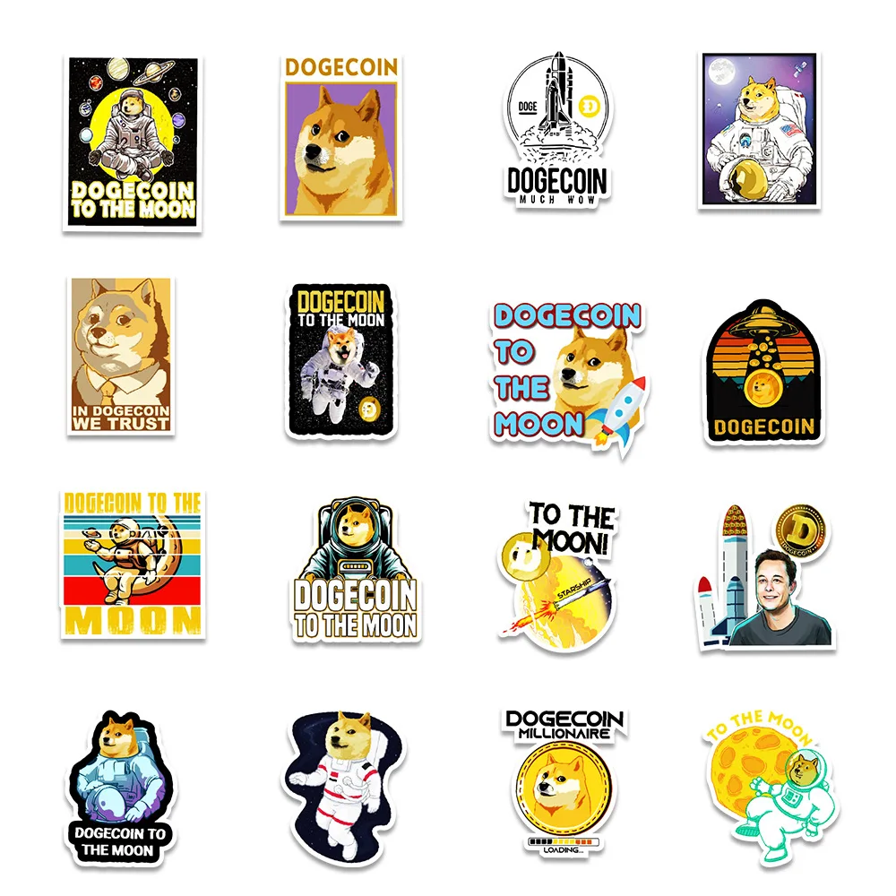 

10/50pcs/pack Funny Bitcoin/Dogecoin Commemorative coin Stickers For Motorcycle Notebook Computer Car Children's Toys Decal