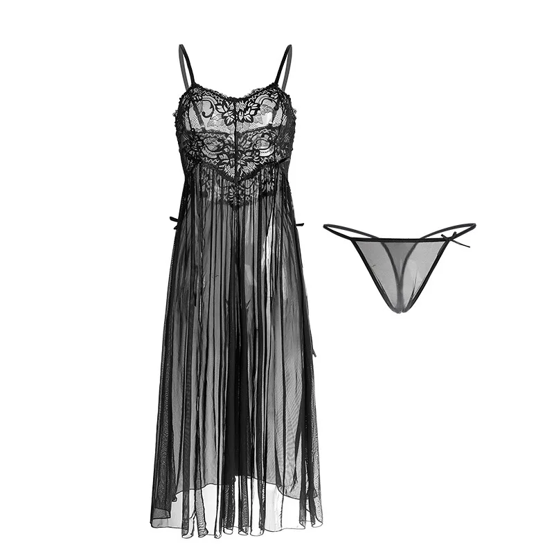 

Sexy Mousse lady underwear set Nightdress sleepwear woman Strap sleepweart sloth nightdress long dress lace High split sling