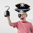 Черная пиратская шляпа раньше Пиратская повязка на глаза сделай сам украшение на Хэллоуин принт черепа для детей и взрослых Косплей вечерние ринка Декор реквизит для стрельбы