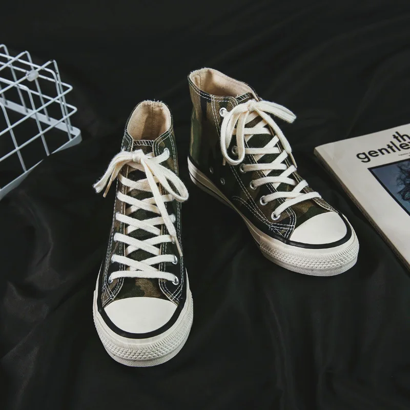 

Women Flats Camouflage Lace up Comfort Shoes Ladies Canvas Vulcanized Shoes Female Sneakers Fashion Casual Platform Shoes UK-06