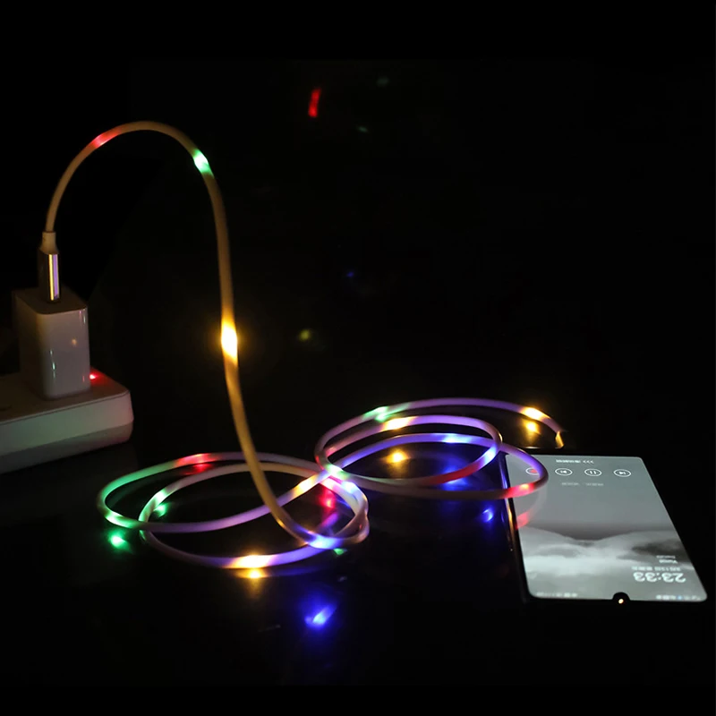 5A Fast Charging Voice Control Illuminated Colorful LED High-Speed Data Transmission Suitable For Android/Type-C/Iphone Cable | Мобильные