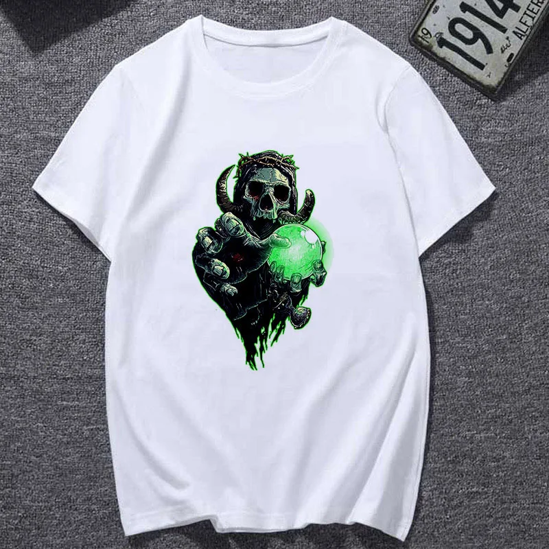 

Women's Tops Women's T-shirt Horror Skull Print Graphics T-shirt Ladies Harajuku T-shirt White Casual Street Clothing T-shirt