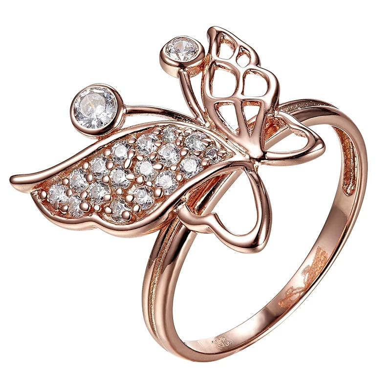 

Женское кольцо из серебра 925 пробы, с золотистой бабочкой