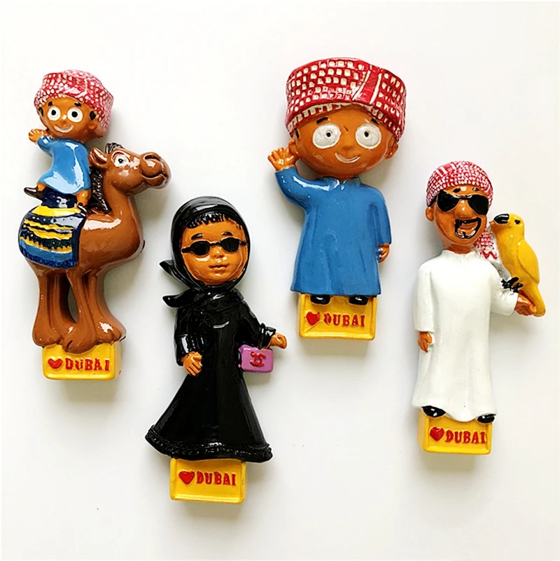 Новые окрашенные вручную арабские персонажи Дубая 3D магниты на холодильник