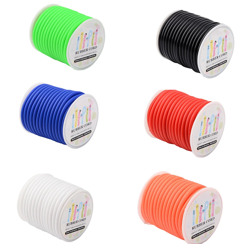 

5mm Silicone Rubber Cord Wrapped Around White Plastic Spool For Jewelry Making Hole: 3mm; about 10.94yards/roll(10m/roll