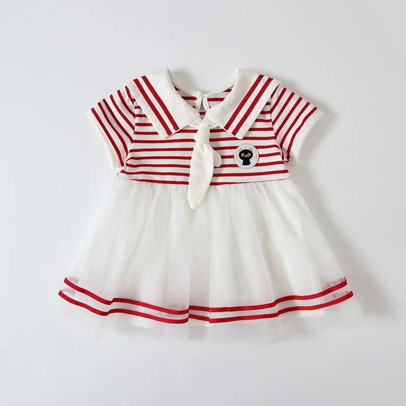 Детское летнее платье в полоску с коротким рукавом|Платья| |