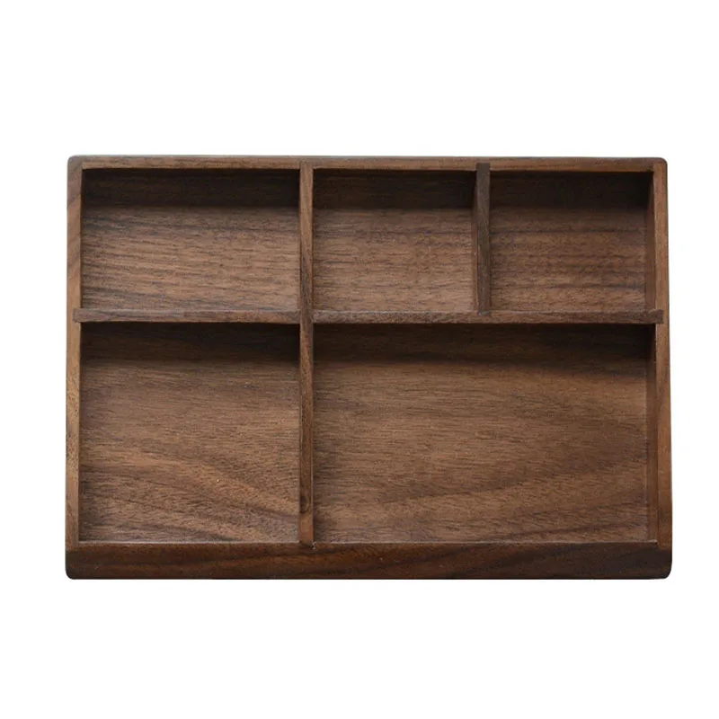 

Walnut Jewelry Necklace, Earrings, Ring, Bracelet Display Stand, Drawer Type Tableware, Desktop Solid Wood Storage Box