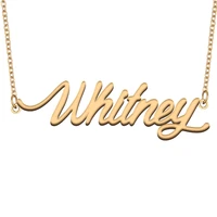 whitney name necklace for women stainless steel jewelry with gold plated nameplate pendant femme mother girlfriend gift