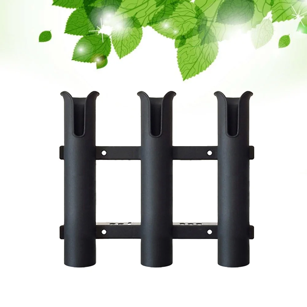 

1Pcs 48mm Fishing Rod Holder Marine Stainless Steel Triple Rows Yacht Sea Fishing Rod Accessories Boat Fishing Rod Bracket(Black
