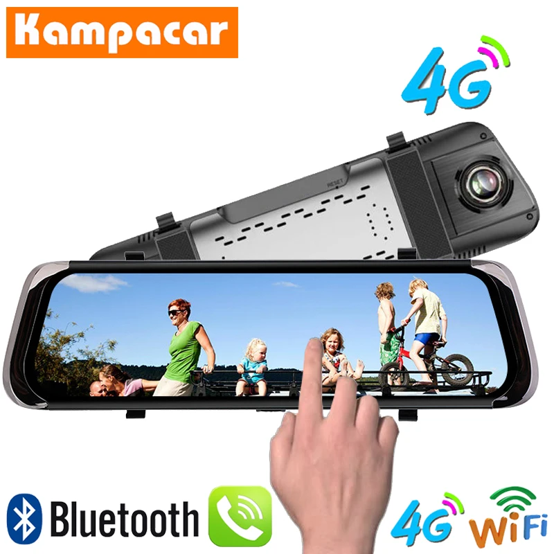 Kampacar 10 дюймов Android умное зеркало заднего вида камера Dvr автомобиля 4G gps навигация Dvrs с камерой заднего вида два объектива двойной Dashcam