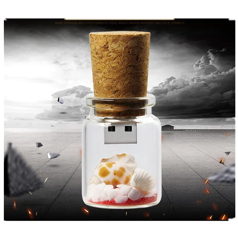 Usb флеш накопитель Водонепроницаемый Стекло дрейф бутылка флэш карта памяти 256 ГБ