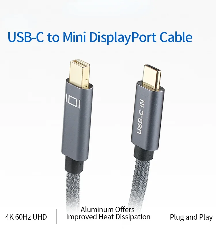 New Products 4K 60Hz USB Type C To Mini DisplayPort Cable (Not Thunderbolt 2) Thunderbolt 3 To Mini DisplayPort Cable 6.6Ft