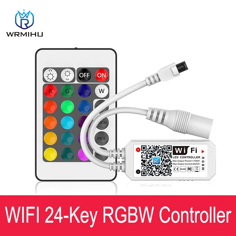 DC5-28V Wifi 24-Key RGBW LED Music Mini Controller Dimming Alexa Google Colorful Light Bar Smart Phone APP Control