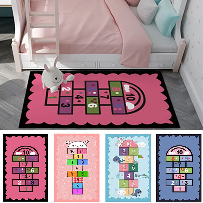

Игровой коврик Hopscotch с милым красочным дизайном, нескользящий детский игровой коврик, мягкий напольный коврик и ковер F