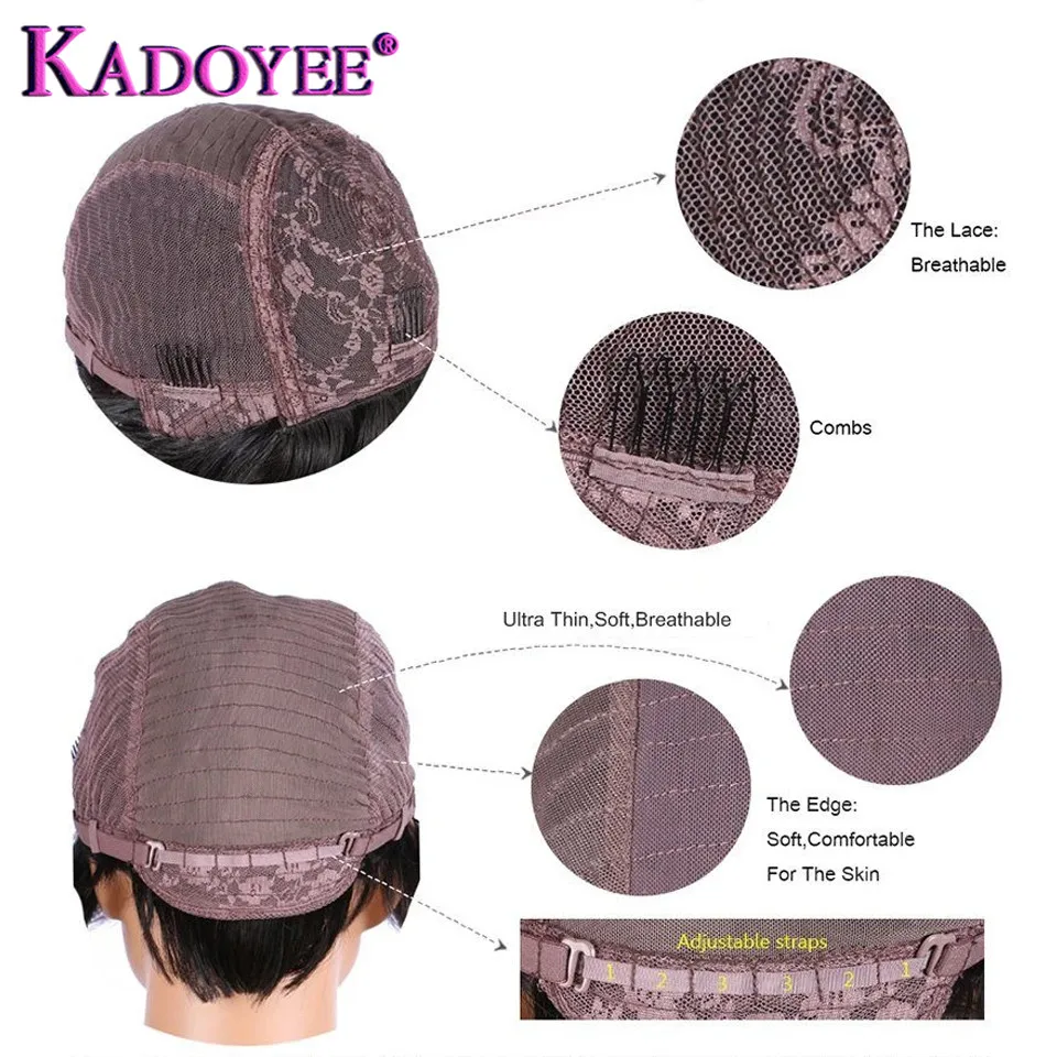 Парик из человеческих волос KADOYEE с челкой бразильские волосы Remy прямые парик