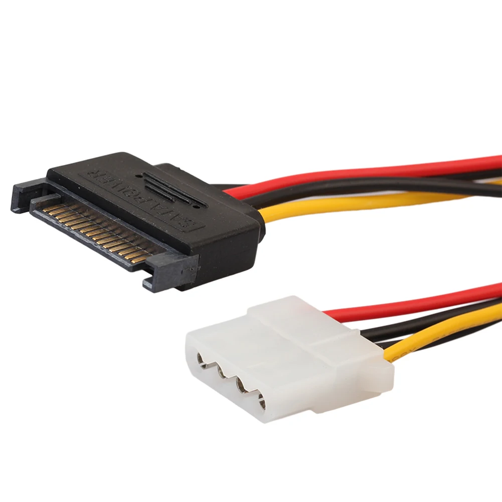 

ABS Copper SATA Power Cable 15 Pin SATA Female to Molex 4 Pin Male Adapter Extension Hard Drive Power Supply Cable Cord