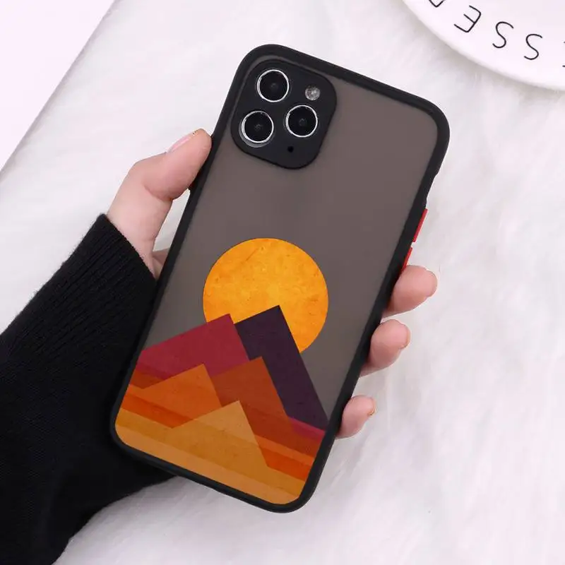 

Art painting Mountain sun print Phone Case Matte Transparent For iPhone 12 Mini 11 Pro XR XS Max 7 8 Plus