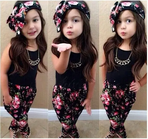 2020 Новая летняя черная футболка без рукавов штаны с цветочным принтом шарф