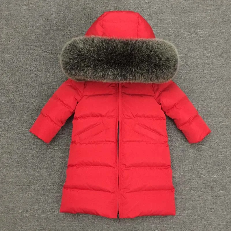 2019 Girl Winter Coats -30 Degrees Girls Clothing Down Jacket for Girls Clothes Thicken Parka Real Fur Hooded Children Outerwear