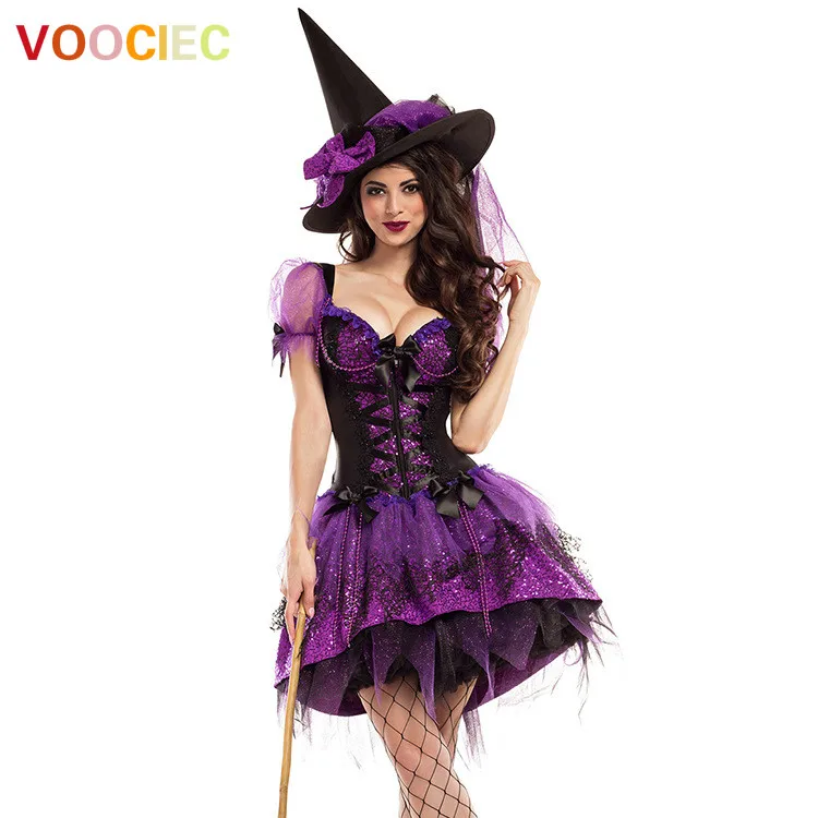 

VOOCIEC New Halloween Costume Witch Clothes Adult Role-Playing Halloween Witch Cosplay Costume halloween costumes for women