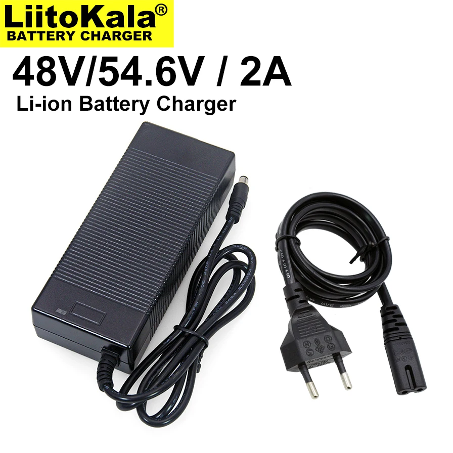 

1-30PCS Liitokala 48V/54.6V Charger, for 48V battery pack, 2A/2000mA charging current, DC 5.5*2.1 Plug