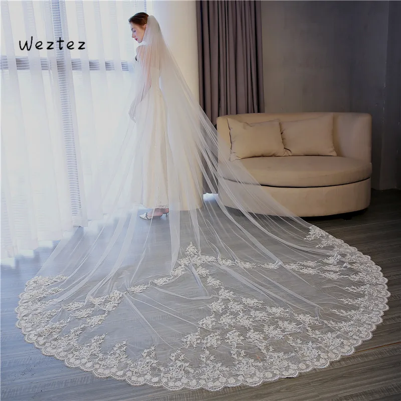 Фата свадебная с длинными кружевными краями 3 5 м|Свадебные вуали| |