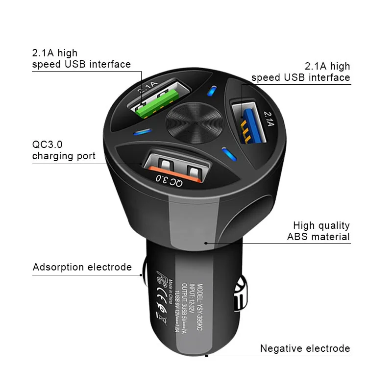 NOHON Quick Charge 3,0 Автомобильное зарядное устройство для iPhone 11 Pro Max XS XR 8 автомобильное usb-устройство для зарядки телефона для samsung gps Быстрая зарядка 3 usb-порта