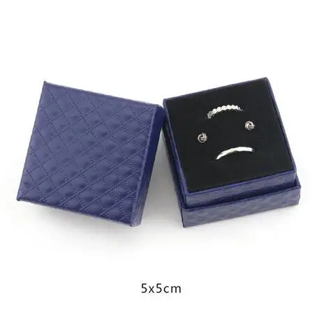 5x5cm Blue Новая шкатулка для украшений браслет серьги ожерелье кольцо коробки чехол подарочная упаковка для демонстрации ювелирных украшений Органайзер черный красный белый - Цвет: 5x5cm Blue