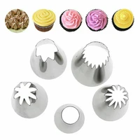 5pcsset icing piping cake nozzles pastry tips cake decorating tips set stainless steel nozzles cupcake baking tools