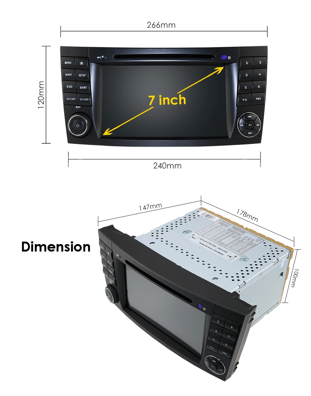 

Two Din Android 10 Car Multimedia Player DVD Player For Mercedes/Benz/E-Class/W211/E300/CLK/W209/CLS/W219 GPS Radio 16GB Audio