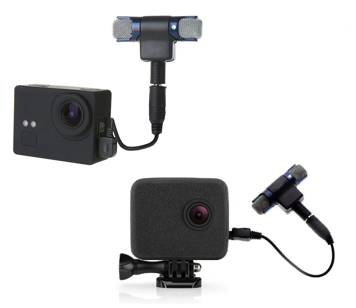 Стереомикрофон с разъемом 3 5 мм и USB-кабелем адаптера совместимым GoPro hero 3/3 +/4