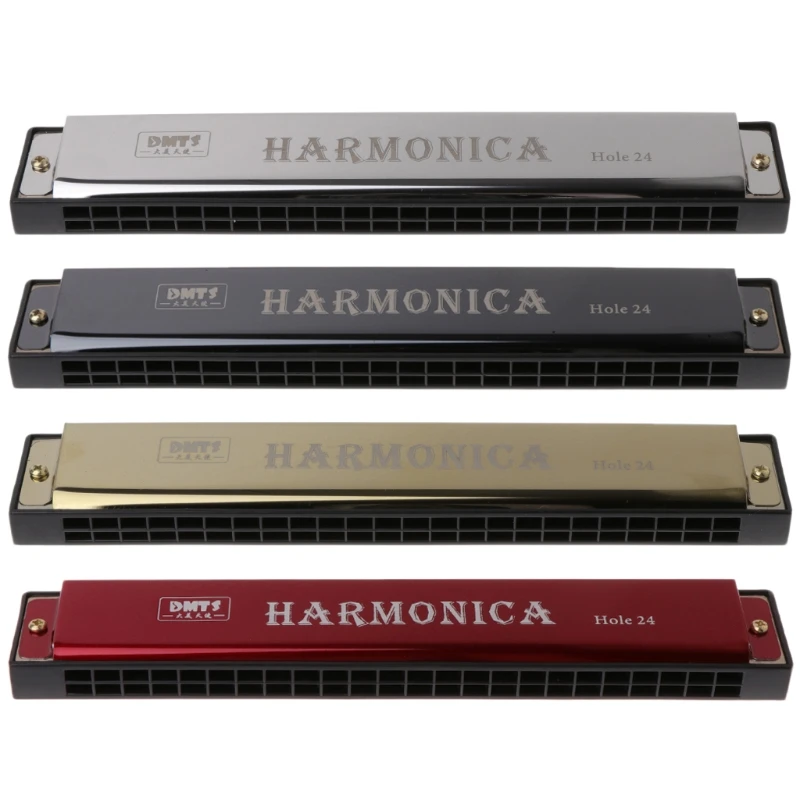 

Professional 24 Hole Harmonica C Key Metal Harmonica Woodwind Instrument For Beginners 4 Color Dropshipping
