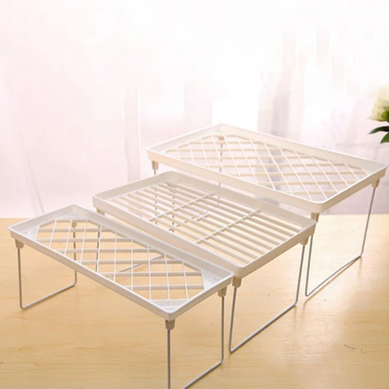 

1Pcs Storage Rack Shelf Foldable Holder Organizer Stackable Kitchen Bathroom Cupboard Shelving Holders