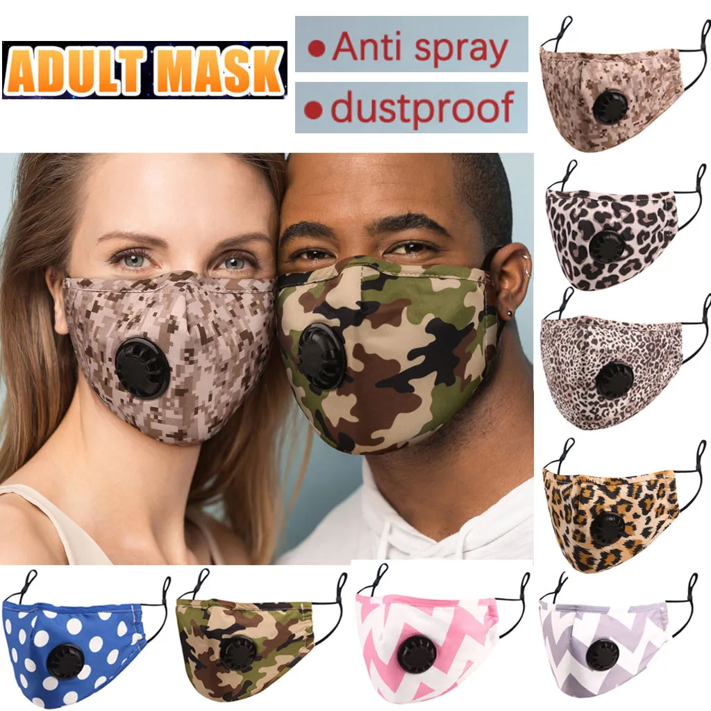 1 шт. уличная дышащая маска для лица PM2.5 с принтом взрослых моющаяся Регулируемая