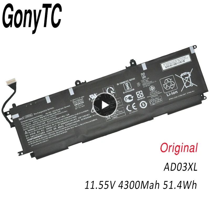 Оригинальный аккумулятор GONYTC AD03XL для ноутбука HP ENVY 13-AD141NG AD017TX 105TX
