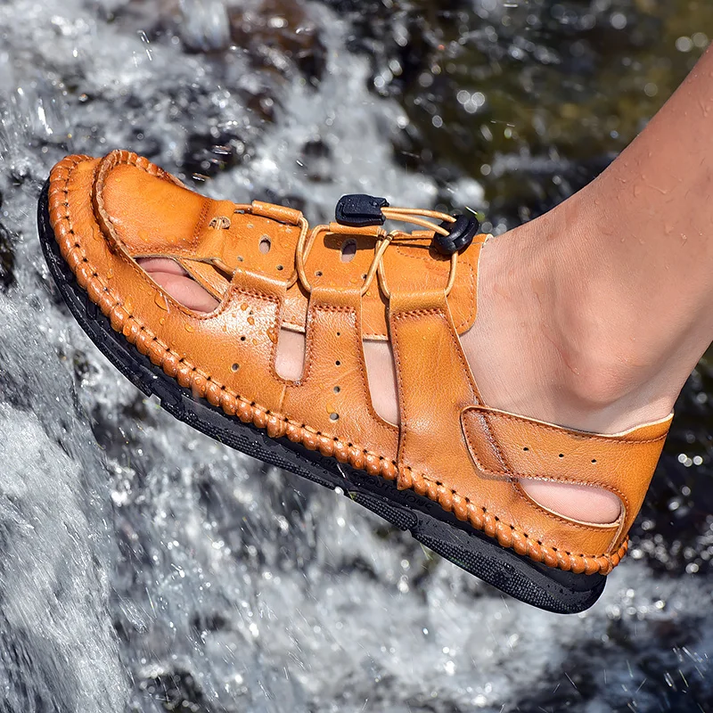 

Zandalias Hombre Sandals Men Leather Sandalet Sandalias Piel Roman Summer Sandalia Masculino Sport Romanas
