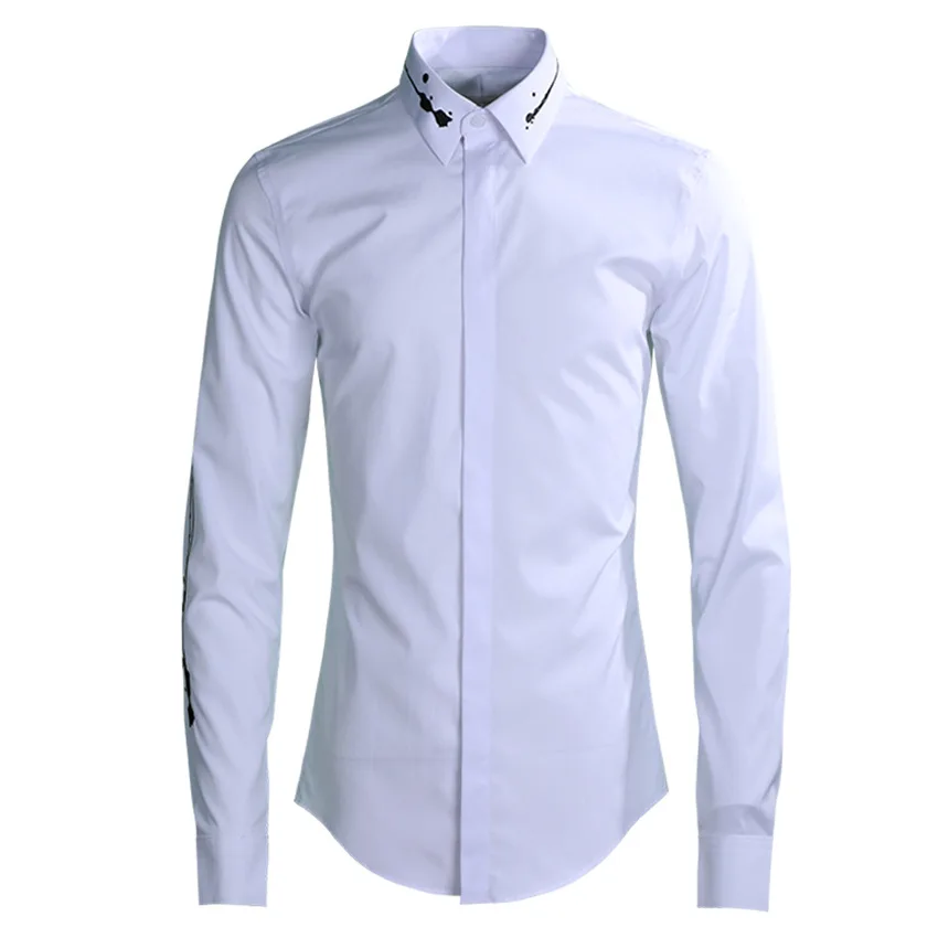 Новинка Осень-зима 2021 мужские рубашки с длинными рукавами с вышивкой Европейская станция модные брендовые рубашки мужская одежда