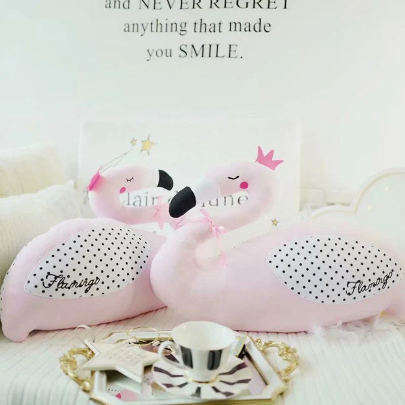 

36*53cm Sweet Pink Flamingo Pillow Double Printing Flamingo Cartoon Animal Sofa Cushion Lover Doll Kid Toy