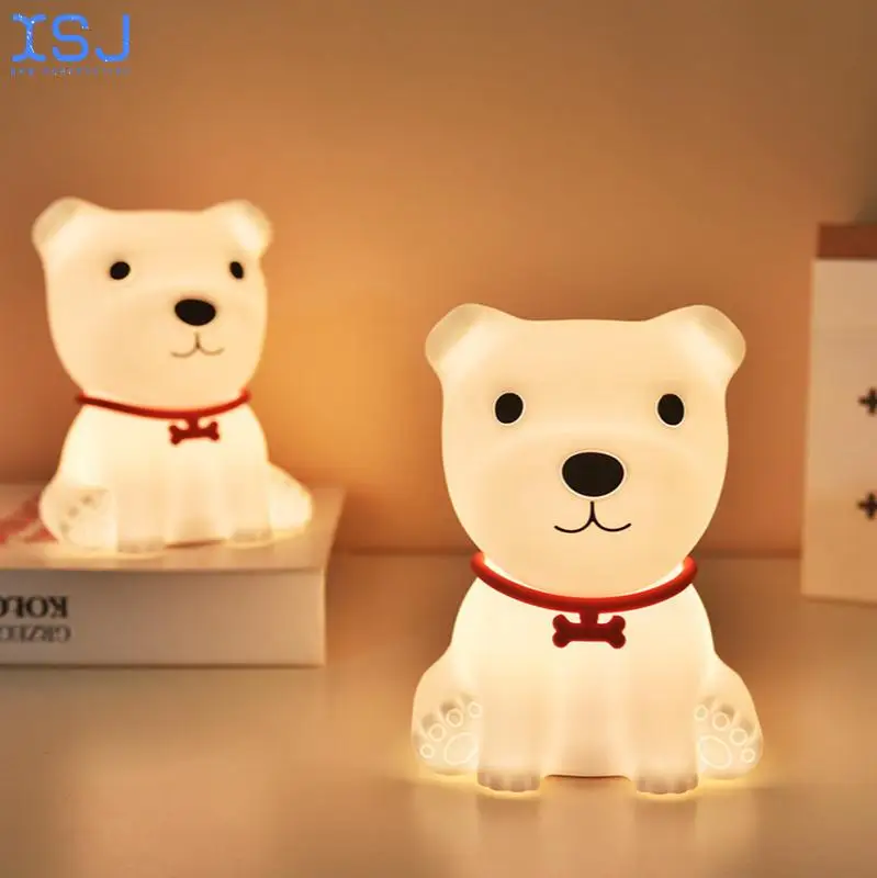 

Cute Dog Silicone Usb Charging Led Colorful Night Light Children Cartoon Sleeping with Cute Dog Night Light