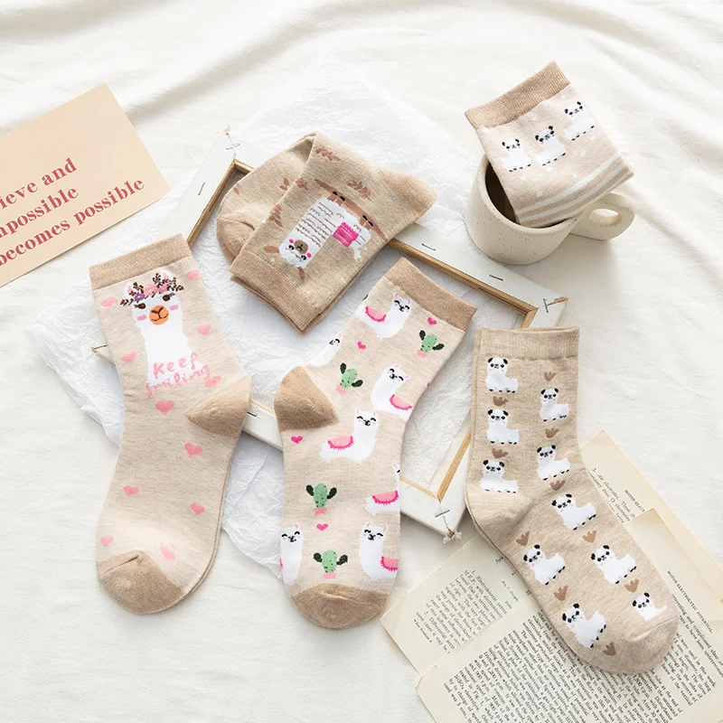 Новогодние дешевые милые кавайные Компрессионные носки Харадзюку для женщин с