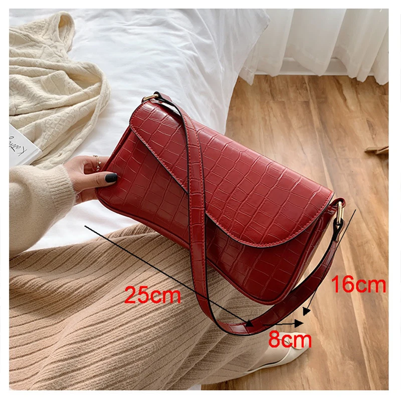 

Ansloth Alligator Pattern Handle Bag Women Winter Shoulder Bag Ladies Crocodile Design Crossbody Bag Female Mini Handbag HPS759