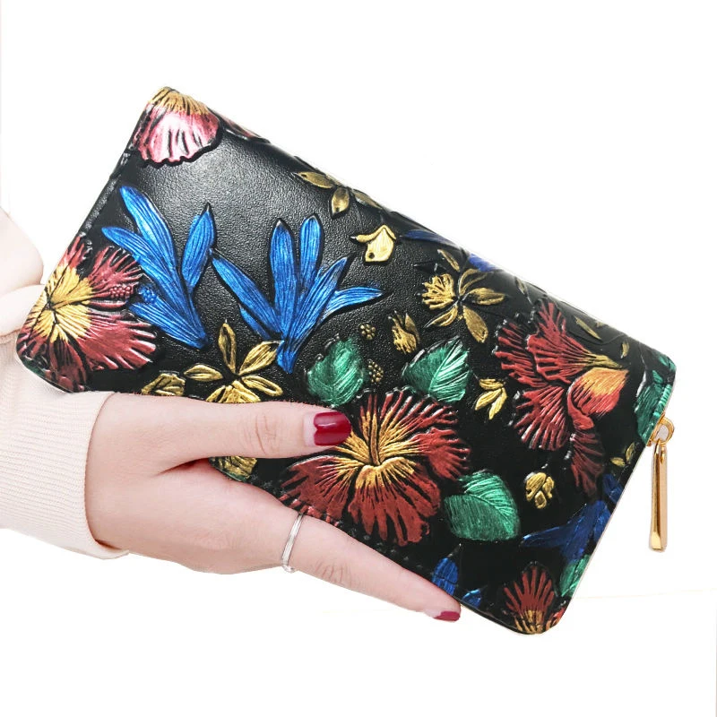 

Fashion Women Clutch Bag Long Zipper Embossed Clutch Purse Large Capacity Handbag With Credit Card Holder & Cell Phone Pocket