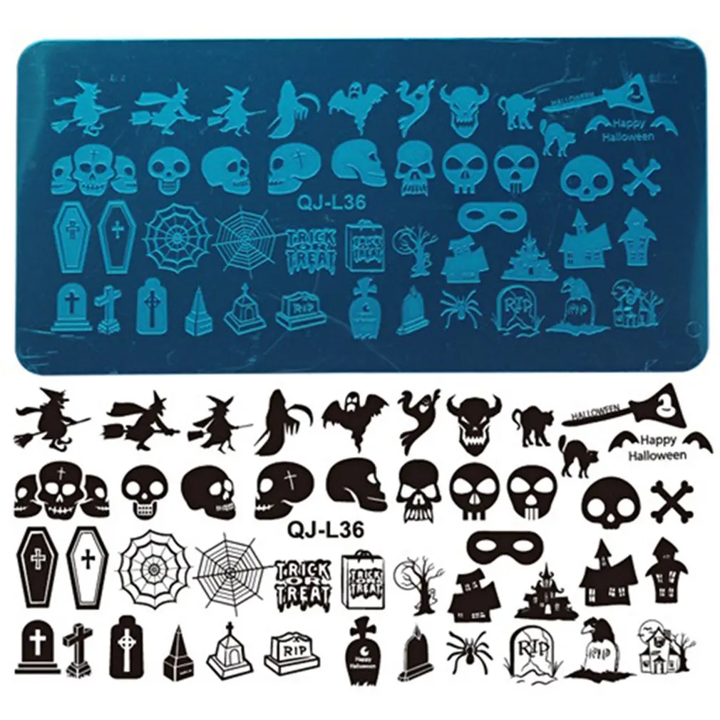 Прямоугольная пластина для ногтей шаблон печати инструмент Рождественский лес